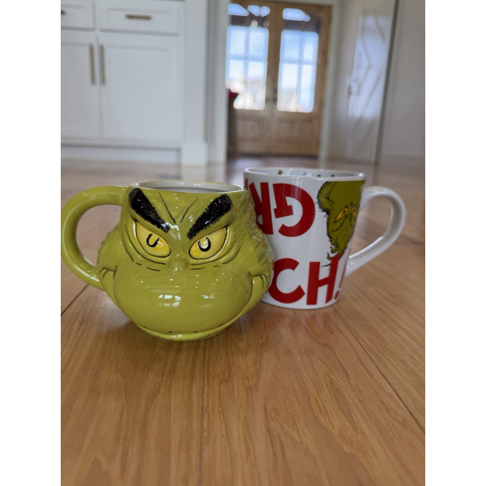 The Grinch Ceramic Coffee Mug Lot Of 2 Christmas Holiday Hot Cocoa Latte Tea